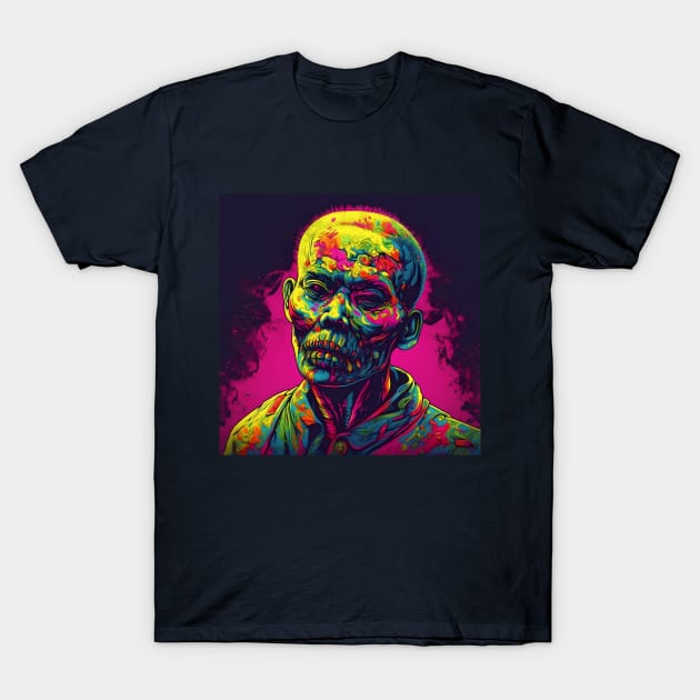 Asian Korean Zombie in neon bright lights T-Shirt by KOTYA